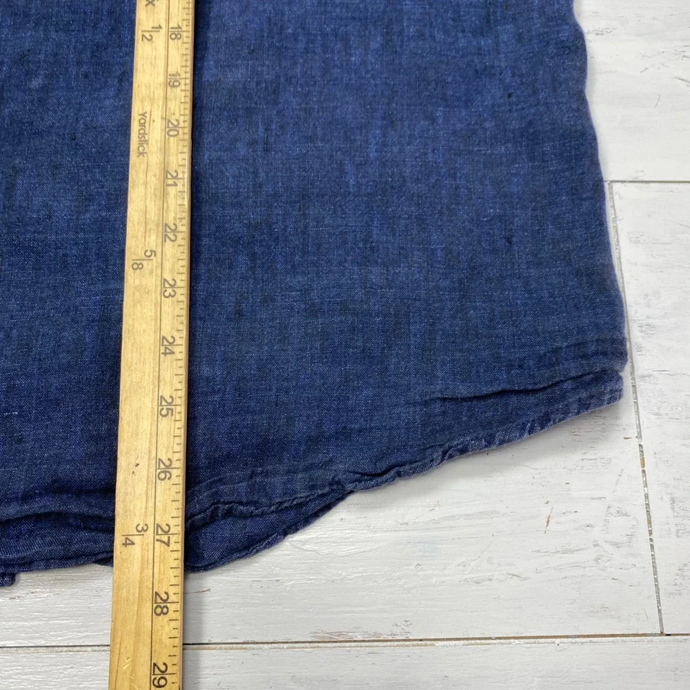 Banana Republic Linen Shirt Mens M Blue Slim Fit Long Sleeve Indigo Denim